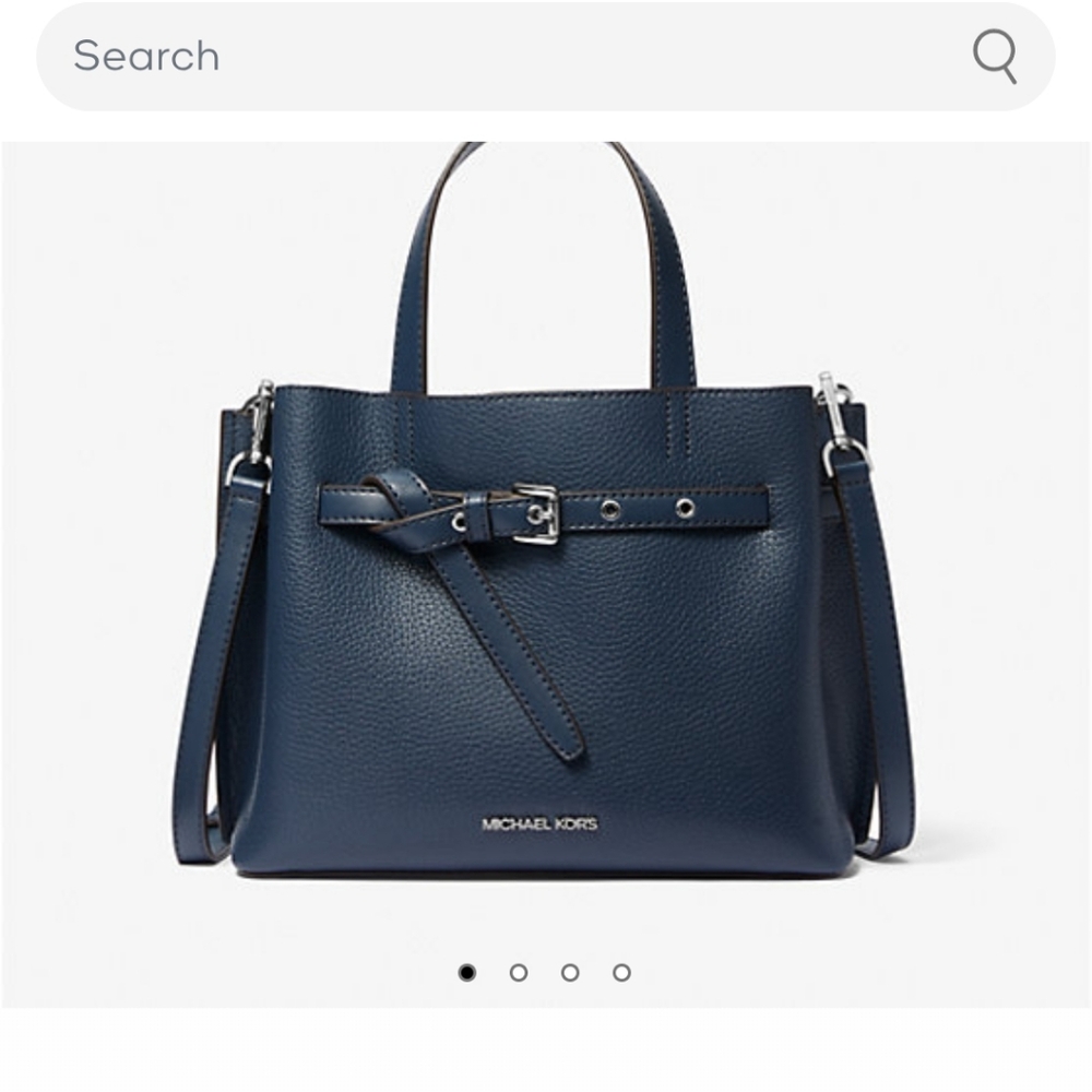 Michael Kors Emilia Small Pebbled Leather Navy Blue Satchel - Picture 8 of 8